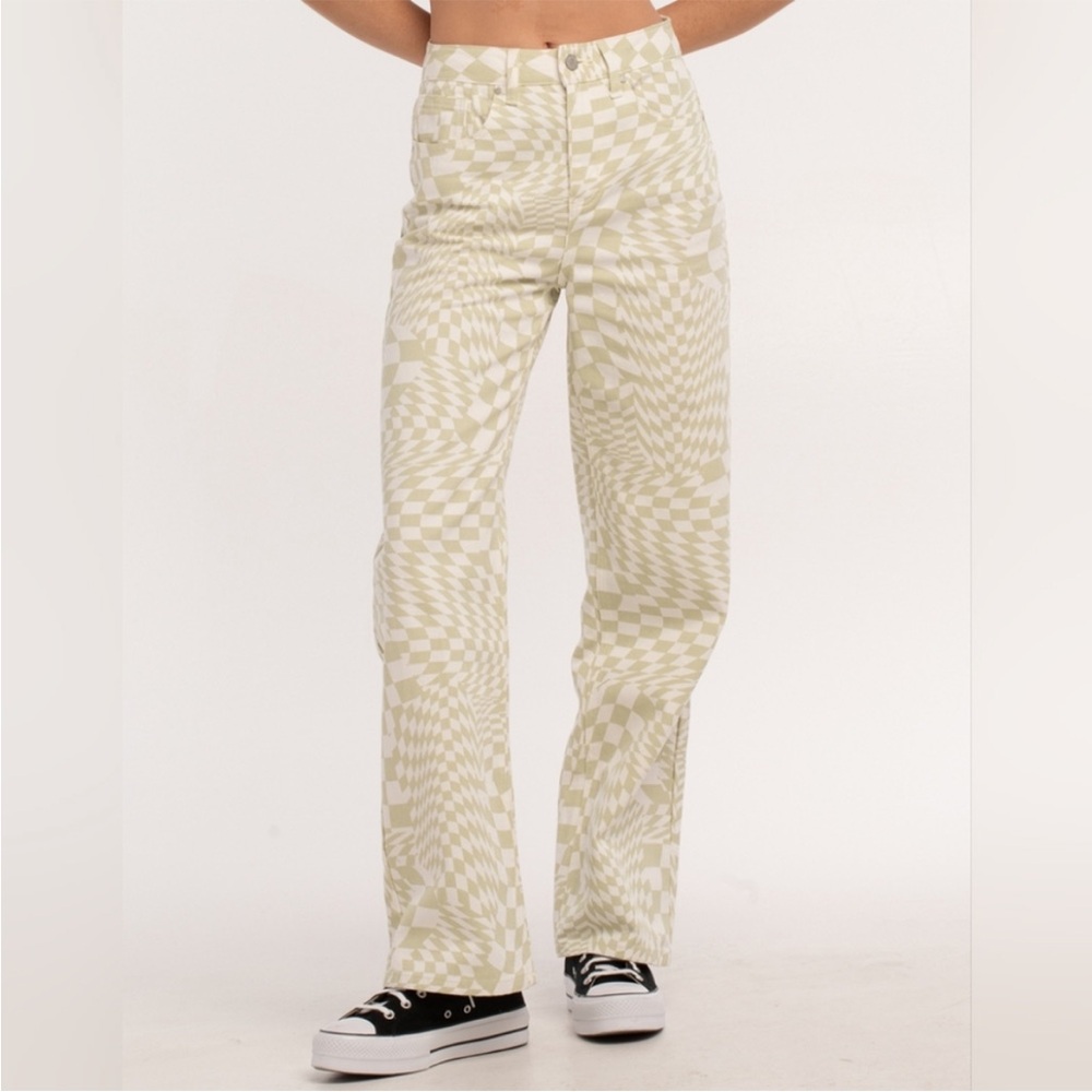 RSQ High Rise Checkered Jeans Sz 28 Wide Leg Tilly’s Skater